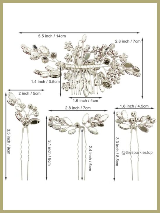 4pcs Crystal Wedding Hair Side Combs Rhinestone Hair Pins Set for Bridal Party main image 6